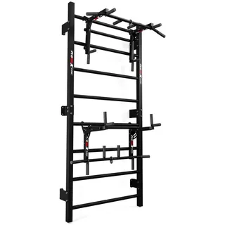 K-Sport Trainingsset Sprossenwand mit Dip Station/Klimmzugstange grau|rot 6