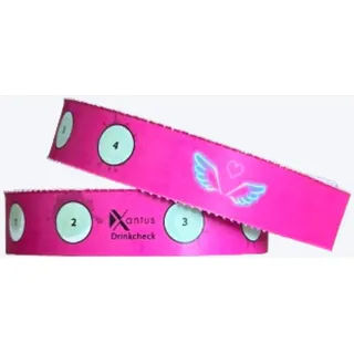 Xantus Drinkcheck Armband - Pink - 4 Testfelder - Dein Schutz vor KO Tropfen + Teste Dein Getränk + sicher feiern (8 Stück)