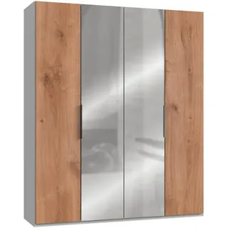 Level 200 x 236 x 58 cm Plankeneiche Nachbildung/weiß mit Spiegeltüren