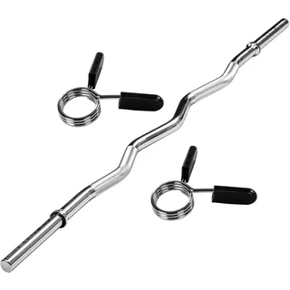 MOVIT® Profi SZ Curlstange, 30mm STANDARDNORM, Auswahl: 120cm (7kg) o. 130cm (8kg), Verchromt/Schwarz, Sternverschluss/Federverschluss, Hantel Curl Stange Hantelstange
