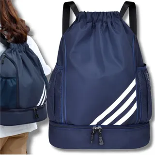 Marineblauer Sportrucksack für das Gymnastiktraining mit Kordelzug