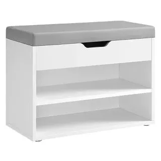 VASAGLE Schuhbank 60 x 44 x 30 cm wolkenweiß gepolstert