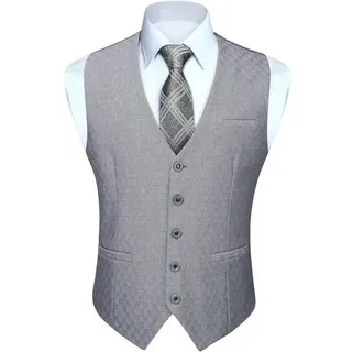 Anzugweste Herren Baumwolle V Ausschnitt Hochzeit M Hellgrau 2