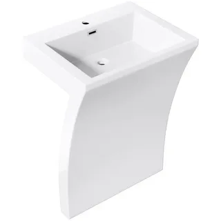 doporro Waschbecken Design Standwaschbecken Col07 Gussmarmor Waschplatz Standsäule weiß 58 cm x 84 cm x 48 cm