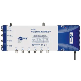 Goobay SAT-Multischalter 5 Eingänge/6 Ausgänge - Verteiler für max. 6 Teilnehmer von einem Satelliten