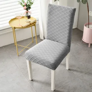 ZQMHCY Stuhlhussen 4er Set Hellgrau Stuhlbezug Stretch Weiche Elasthan Stuhlhussen Schwingstühle Waschbar Hussen für Stühle Abnehmbare Stuhlhusse Langlebig Universal Chair Cover