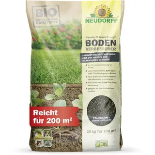 Neudorff Terra Preta BodenVerbesserer – Bio-Dünger mit Bio-Pflanzkohle zur nachhaltigen Bodenverbesserung aller Böden und Kulturen, 20 kg für 200 m2