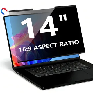 Magnetischer Laptop Blickschutzfolie 14 Zoll 16:9, Abnehmbarer Laptop Sichtschutzfilter und Blendfreier Blaulicht Sichtschutzfolie, Kompatibel mit HP Dell Acer Asus Samsung Lenovo ThinkPad