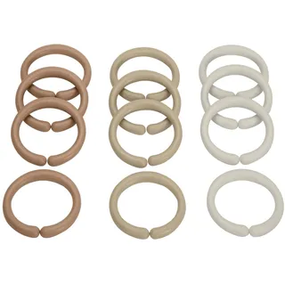 Little Dutch Spielzeugringe Set (12 Spielringe) Kinderwagenkette Kinderwagenanhänger Befestigungsringe beige - Newborn Naturals