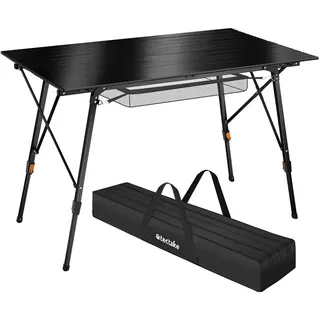 Tectake tectake® Campingtisch, faltbar, höhenverstellbar, 120 x 70,5 x 58 – 79 cm
