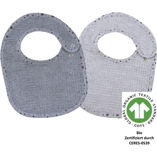 Wörner Lätzchen WÖRNER "at home Druckknopflatz 22x29 cm 2er Set", Baby, grau, Baumwolle, Lätzchen, Biobaumwolle, maschinenwaschbar, trocknergeeignet