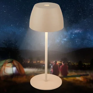 Briloner - Mini LED Tischlampe kabellos IP44 mit Touch, stufenlos dimmbar, Akku & Lichtquelle tauschbar, Nachttischlampe, Dekolampe, LED Lampe, Akku Tischleuchte, Outdoor Lampe, 8x20 cm (DxH), Beige