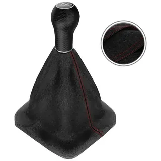 L & P Car Design Schalthebel Schaltsack Schaltknauf Auto Rot f. VW Golf 4 Bora 23 mm 5 Gang (Set, 1 St., Schaltknauf + Schaltsack + Rahmen), Plug&Play Montage, Echtleder rot|schwarz