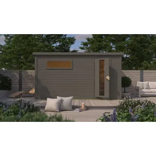 Karibu Saunahaus Hytti 6 terragrau Energiesparende Saunatür Ohne Ofen