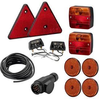 Wiltec Rückleuchten Set für Anhänger 12-teilig mit 13-poligem Stecker und 5 m Kabel