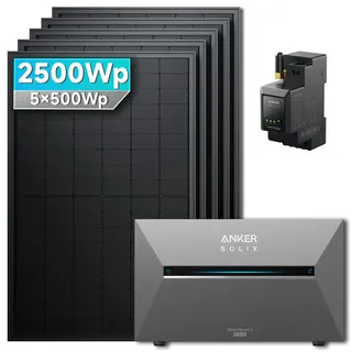 solarmars Anker SOLIX Solarbank 3 E2700 Pro Balkonkraftwerk Speicher mit 500Wp Solarmodul und MC4 Solarkabel Set - Panels / Mit BP2700 Erweiterungsakku / Mit HAL