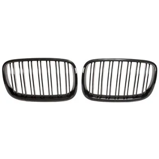Doppelsteg Kühlergrill Schwarz Glanz Set passt für BMW X5 E70 X6 E71 E72 06-13