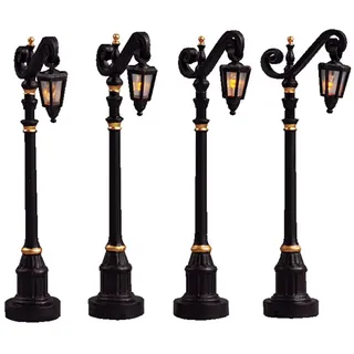 Lemax Colonial Street Lamp Set/4 beleuchtet schwarz/weiß