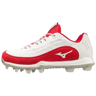 Mizuno Damen Finch Elite 6 Low TPU Softball Stollen, Weiß/Rot, 38.5 EU - 38.5 EU