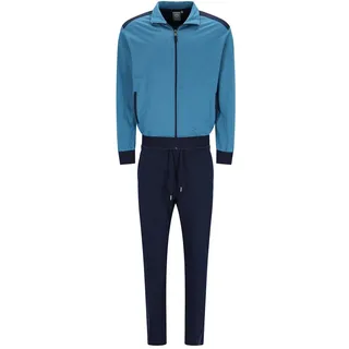 hajo Herren Hausanzug, lang - Soft Sweat, Zip-Jacke, Baumwoll-Mix Blau L