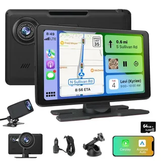 9Zoll mit carplay android auto Navigationsgerät Black GPS Bluetooth navi hands-free AUX audio 1080p 64GB SD-Karte