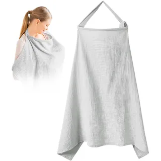 Stilltuch, Stilltuch für Unterwegs, Weicher Und Atmungsaktiver Stillschal Stilltuch StillschüRze Musselin-Stillbezug für Babys Nursing Cover für Unterwegs(Hellgrau)