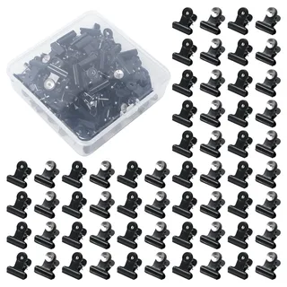 Keboyoe 60 Stück Schwarze Klammerns mit Stecknadeln Schwarz Clip mit Stift Reißzwecken Klammern Bulldogge Clip Pinnadeln Pinnwand Nadeln Klammern Push Pin Clips für Fotowände,Notizwände,Pinnwände
