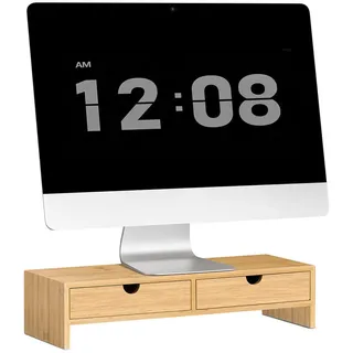 SoBuy Monitorständer mit 2 Schubladen 47x11x18 cm Beige