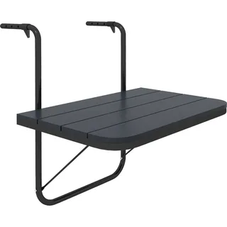 Outsunny Balkontisch zum Einhängen, bis 25 kg belastbar, Balkonhängetisch klappbar, 4-fach höhenverstellbar, Alu, 60 x 40 cm, Schwarz   Aosom