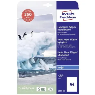 Avery Zweckform Fotopapier 2556-20 DIN A4 hochglänzend 250 g/qm 20 Blatt
