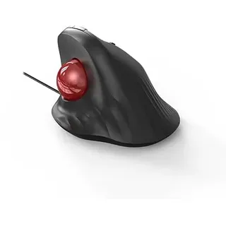 JOMAA Kabelgebundene Trackball-Maus – Ergonomisches Design mit 6 Tasten und CPI-Umschalter (400/800/1200/1600 CPI), rote LED-Anzeige, 250 Hz Abfragerate, für PC, Laptop, Computer (Rot)