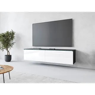INOSIGN Home affaire Lowboard LOWBOARD D, wahlweise mit oder ohne Beleuchtung, modernes TV-Board ohne Griffe, mit viel Stauraum,stehend und hängend grau