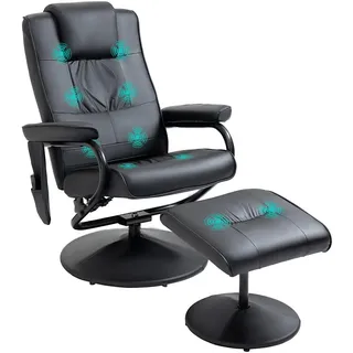 Homcom Massagesessel mit Hocker Kunstleder 84 x 95 x 77 cm Schwarz
