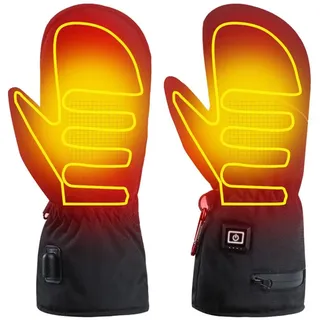 Akemaio Beheizte Fäustlinge Damen Wiederaufladbare Heizhandschuhe Touchscreen Anti-Rutsch-Handschuhe mit Fleecefutter Winter-Thermohandschuhe zum Radfahren Skifahren