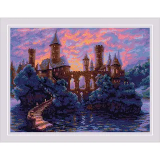 Auslaufmodell Riolis Kreuzstich Set "Mysteriöse Burg", Zahlmuster, 40x30cm