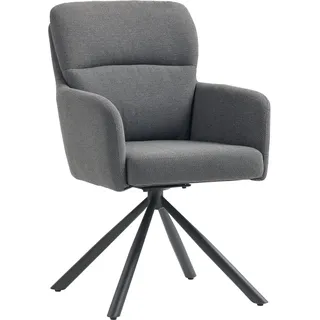 HOMCOM Esszimmerstuhl 360° Drehbar Küchenstuhl mit Leinenbezug, Ergonomisch Drehstuhl mit Armlehne, Rückenlehne, Metallbeine, Polsterstuhl, Armlehnenstuhl für Esszimmer Wohnzimmer, Grau   Aosom