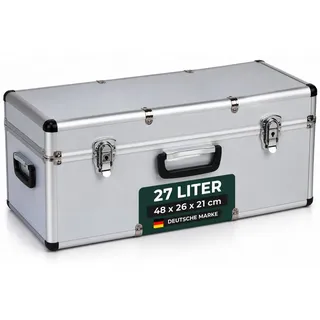 Kreher Transportkoffer Werkzeugkoffer Aluminium & ABS (27 L, Silber) | Aufbewahrungsbox für Kamera und Elektronik, abschließbar mit Metallverschlüssen und Neopren-Innenraum