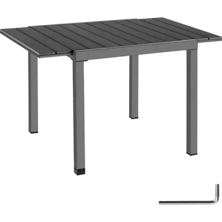 Tectake Inca Gartentisch 80–120 x 80 x 74 cm Schwarz/Grau