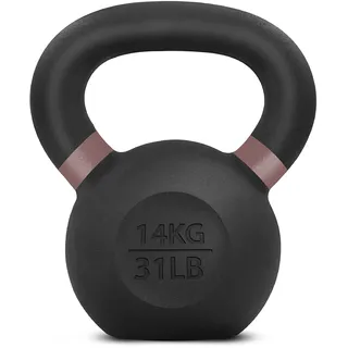 Yes4All Unisex-Erwachsene Kettlebell Gewichte mit Breiten Griffen und flachen Böden, pulverbeschichtet, Kugelhantel, F – braun – 14 kg