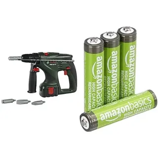 Theo Klein Bosch Schlagbohrmaschine, R/L-Lauf, 3+ Jahre, & AAA Akkus Amazon Basics 4 Stück, 850mAh