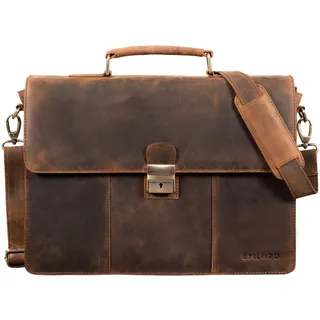 STILORD 'Ravenzia' Leder Aktentasche Herren Damen A4 Groß Klassisch Businesstasche Arbeitstasche mit Schloss Abnehmbarer Schultergurt Echtleder mit Trolleyhalterung, Farbe:sepia - braun