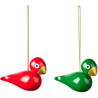 Kay Bojesen Denmark Vogel Weihnachtsschmuck 2er Set rot/grün