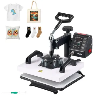 Vevor Transferpresse 30x23cm Sublimationsmaschine 700W Textilpresse, mit Schwenkarm Schnelles | Gleichmäßiges Aufheizen Zeit- & Temperaturregelung T-Shirts Stofftaschen Kissenbezüge Socken