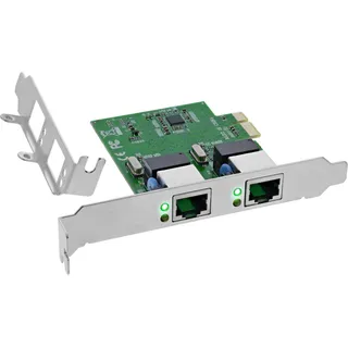 InLine Dual Gigabit Netzwerkkarte, 2x RJ45 1Gb/s, PCIe x1, inkl. LP Slotblech
