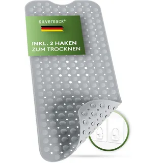 SilverRack Badewannenmatte 100x40 cm (Grau) - Antirutschmatte Badewanne BPA frei für Kinder und Babys - Duschmatte schimmelresistent & maschinenwaschbar - Badematte rutschfest