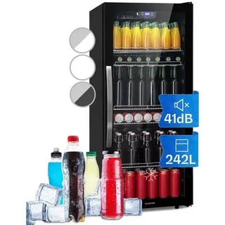 Klarstein Getränkekühlschrank Beersafe 7XL, 127.7 cm hoch, 55 cm breit, Bierkühlschrank Getränkekühlschrank Flaschenkühlschrank mit Glastür schwarz