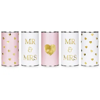 partydeco sp. z o.o. Hochzeitsdosen Mr & Mrs, 14x7 cm, 5 Stk.