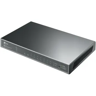 TP-Link 10-Port Smart Switch mit 8 PoE+ (61 Watt, Zentrales Cloud-Management, In Omada-SDN Integriert, IPv6-Unterstützung, Sicheres Netzwerk) Schwarz T1500G-10PS(TL-SG2210P)