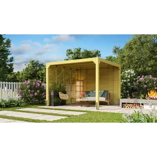 Karibu Pavillon naturbelassen 3,2 x 3,2m Leimholz