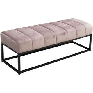 Wohnling Sitzbank Samt 108x40x40 cm Polsterbank mit Metallgestell Rosa